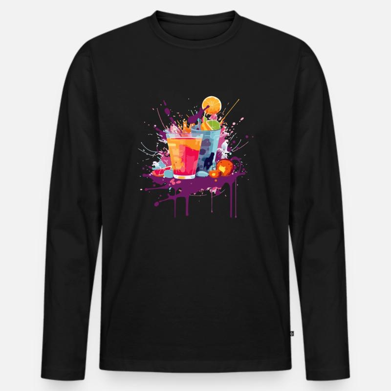 Cocktail 1 - Männer Premium Bio Langarmshirt - Schwarz