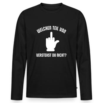 Stinkefinger lustiger Spruch - Männer Premium Bio Langarmshirt - Schwarz - Vorne - Nico (187cm)