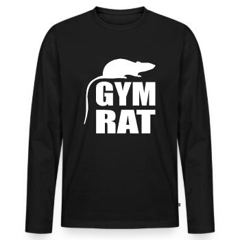 Kraftsport Fitness Gym Rat Humor - Männer Premium Bio Langarmshirt - Schwarz - Vorne - Nico (187cm)