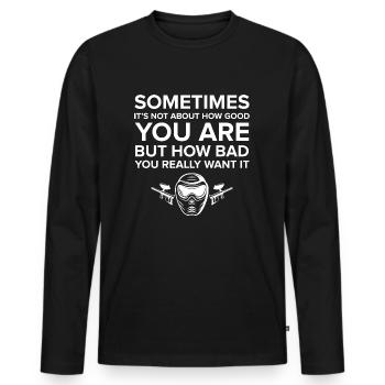 Paintball Airsoft - Männer Premium Bio Langarmshirt - Schwarz - Vorne - Nico (187cm)