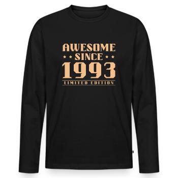 Geboren in 1993 Baujahr Geburtstag Geschenk - Männer Premium Bio Langarmshirt - Schwarz - Vorne - Nico (187cm)