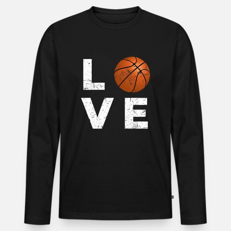 Basketball-Liebe - Männer Premium Bio Langarmshirt - Schwarz