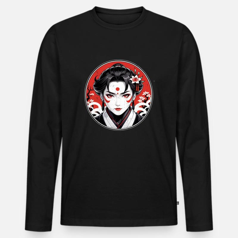 Samurai-Krieger - Japan - Dämon - Männer Premium Bio Langarmshirt - Schwarz