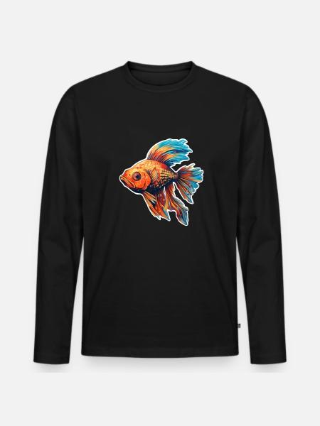 Fisch bunt - Männer Premium Bio Langarmshirt - Schwarz