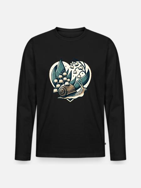 Lily of the Valley Snail - Men's Premium Organic Long Sleeve Shirt - black