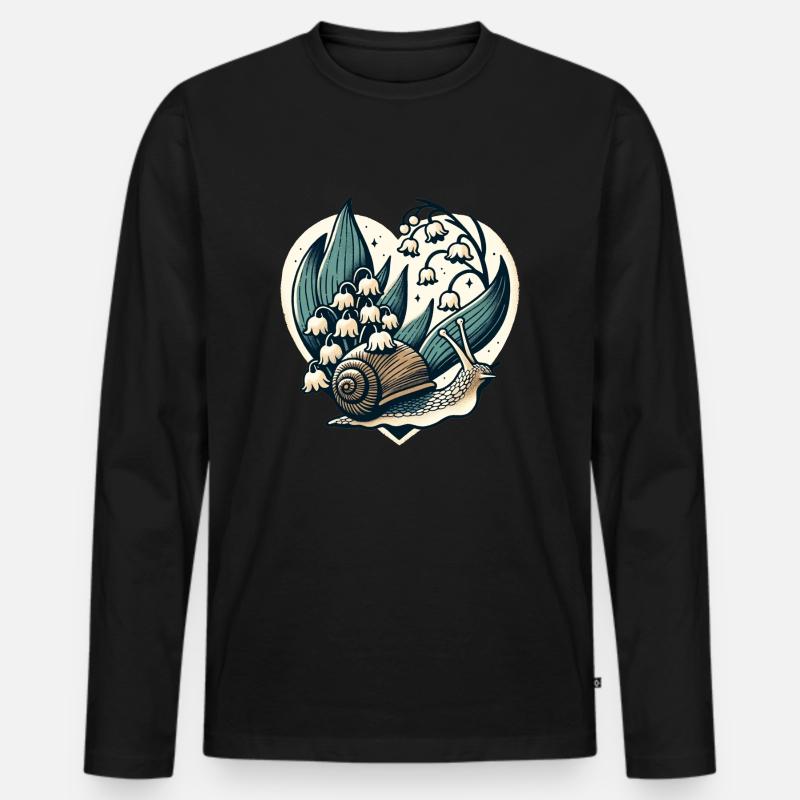 Maiglöckchen-Schnecke - Männer Premium Bio Langarmshirt - Schwarz