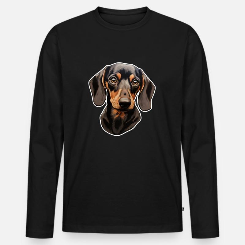 Dackel oder Dachshund - Männer Premium Bio Langarmshirt - Schwarz