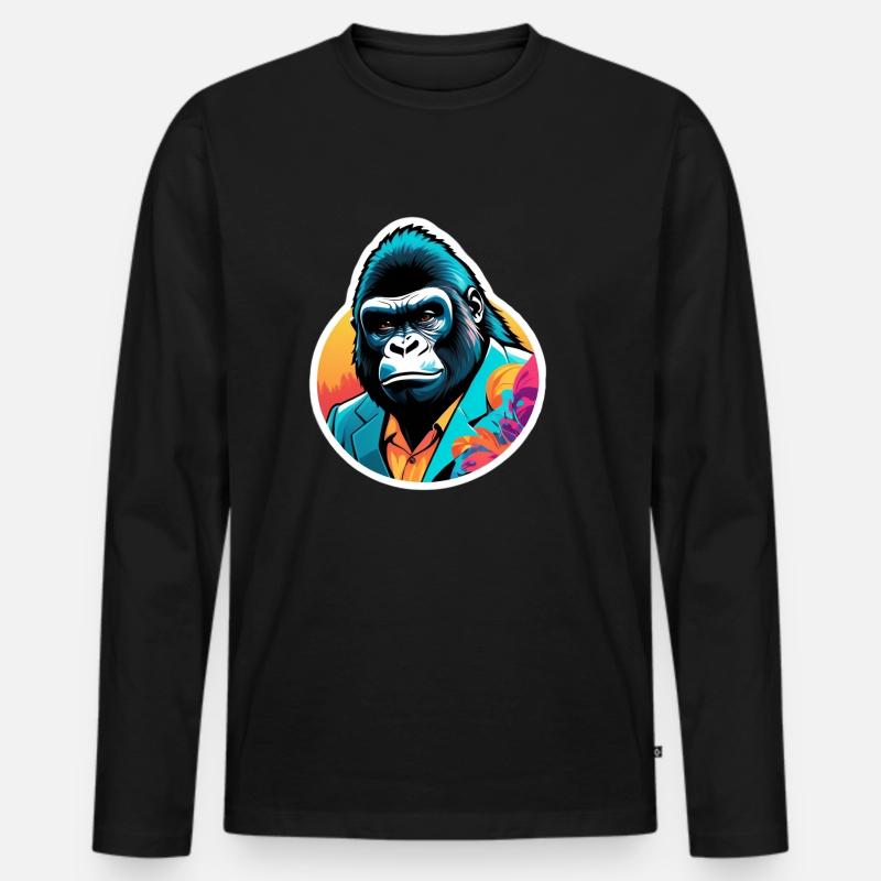 Gorilla im Anzug - Männer Premium Bio Langarmshirt - Schwarz