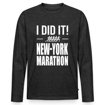 i did it run running - T-shirt manches longues Premium bio Homme - anthracite chiné - Devant - Nico (187cm)
