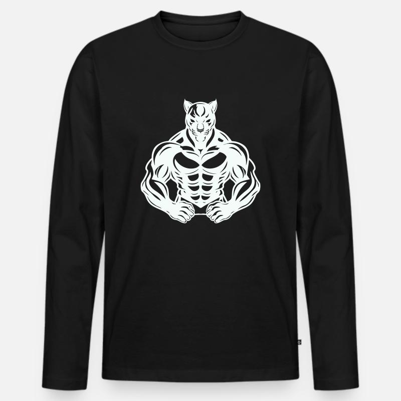 panther comic - Männer Premium Bio Langarmshirt - Schwarz