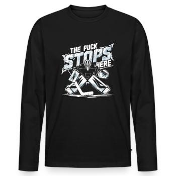Eishockey-Statement für Verteidiger - Männer Premium Bio Langarmshirt - Schwarz - Vorne - Nico (187cm)