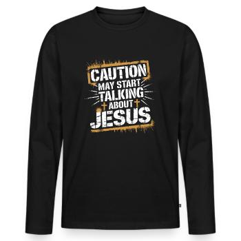 La joie de la foi pleine de passion - T-shirt manches longues Premium bio Homme - noir - Devant - Nico (187cm)