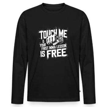 For real martial artists - Men's Premium Organic Long Sleeve Shirt - black - Front - Nico (187cm)