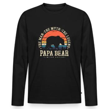 Papa Bear - Men's Premium Organic Long Sleeve Shirt - black - Front - Nico (187cm)