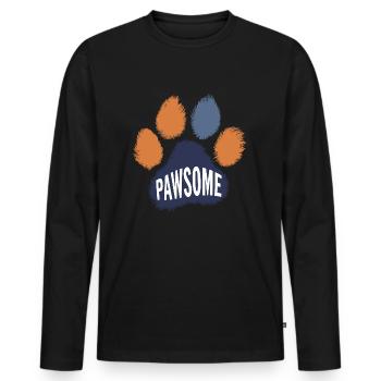 Patte Pawsome - T-shirt manches longues Premium bio Homme - noir - Devant - Nico (187cm)