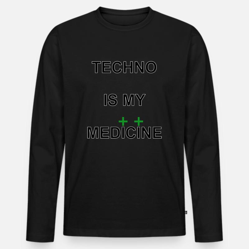 TechnoIsMyMedicine - Männer Premium Bio Langarmshirt - Schwarz