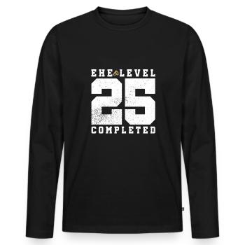 Mariage Niveau 25 Terminé - T-shirt manches longues Premium bio Homme - noir - Devant - Nico (187cm)