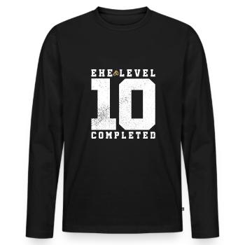 Mariage Niveau 10 Terminé - T-shirt manches longues Premium bio Homme - noir - Devant - Nico (187cm)