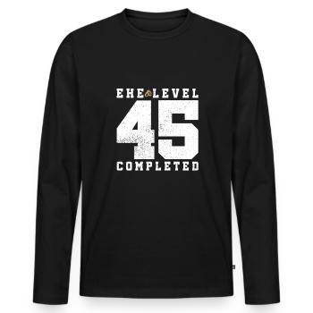 Mariage Niveau 45 Terminé - T-shirt manches longues Premium bio Homme - noir - Devant - Nico (187cm)
