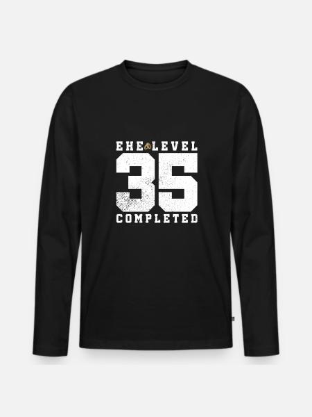 Ehe Level 35 Completed - Männer Premium Bio Langarmshirt - Schwarz