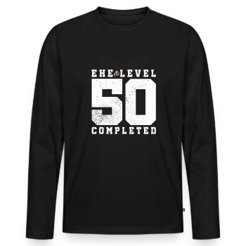 Ehe Level 50 Completed - Männer Premium Bio Langarmshirt - Schwarz - Vorne - Nico (187cm)