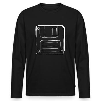 Disquette - T-shirt manches longues Premium bio Homme - noir - Devant - Nico (187cm)