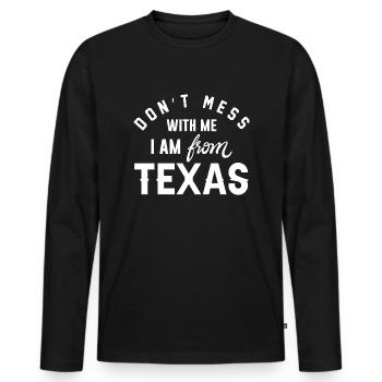 Ne jouez pas avec moi, je viens du Texas - T-shirt manches longues Premium bio Homme - noir - Devant - Nico (187cm)