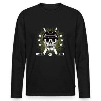 Eishockey Hockey Helm Schläger Eishockeyspieler - Männer Premium Bio Langarmshirt - Schwarz - Vorne - Nico (187cm)