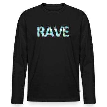 Lettrage ravé Tripping Techno LSD MNML néon blanc - T-shirt manches longues Premium bio Homme - noir - Devant - Nico (187cm)