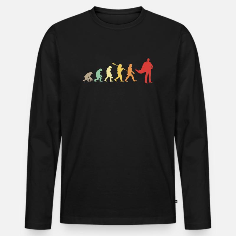 Darwin evolution for Supermans 🦸 ♂️ - Men's Premium Organic Long Sleeve Shirt - black