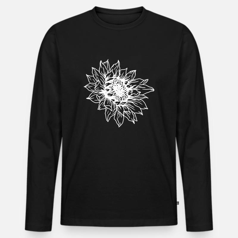 Sonnenblume - Männer Premium Bio Langarmshirt - Schwarz