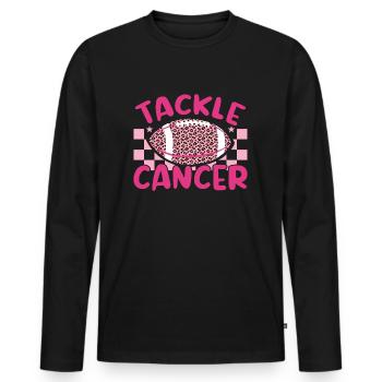 Tackle Football Pink Ribbon Hippie Breast Cancer - Men's Premium Organic Long Sleeve Shirt - black - Front - Nico (187cm)
