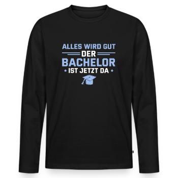 Bachelor Studium Bestandene Bachelorprüfung - Männer Premium Bio Langarmshirt - Schwarz - Vorne - Nico (187cm)