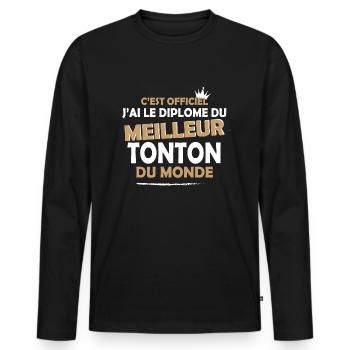 Meilleur Tonton cadeau oncle et tonton - T-shirt manches longues Premium bio Homme - noir - Devant - Nico (187cm)