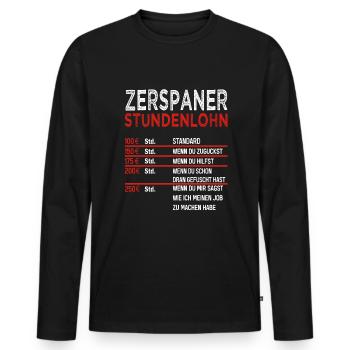 Zerspanungsmechaniker Zerspaner Stundenlohn - Männer Premium Bio Langarmshirt - Schwarz - Vorne - Nico (187cm)