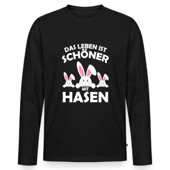 Kaninchen Hasenmama Hasen Liebe Häschen - Männer Premium Bio Langarmshirt - Schwarz - Vorne - Nico (187cm)