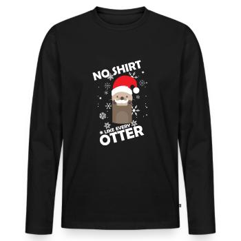 Furet vipère de Noël loutre - T-shirt manches longues Premium bio Homme - noir - Devant - Nico (187cm)