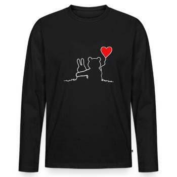 Lapin et ours Couples amoureux Preuve d’amour - T-shirt manches longues Premium bio Homme - noir - Devant - Nico (187cm)