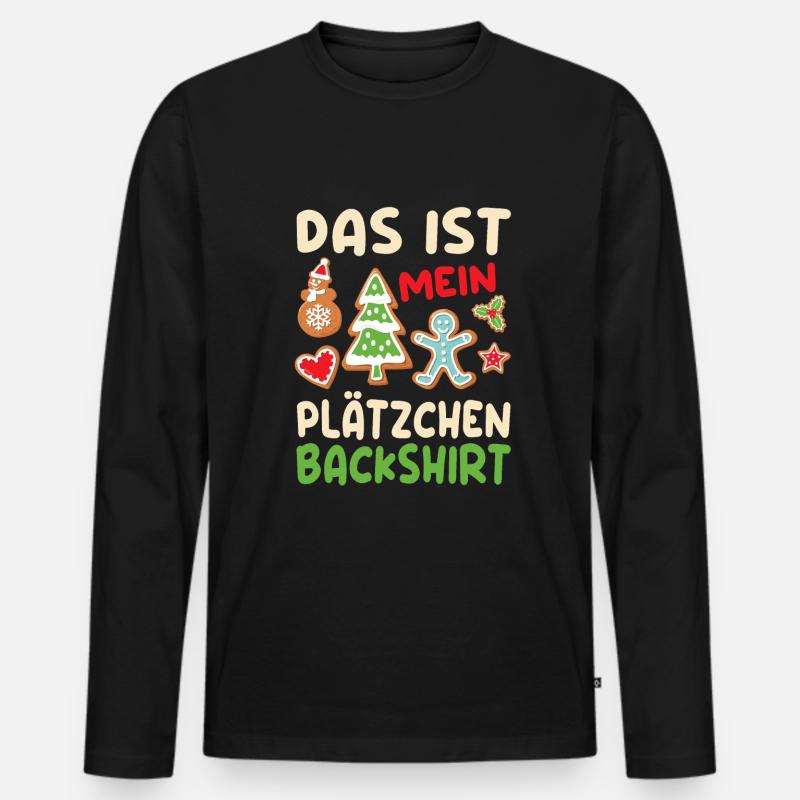 Das ist mein Plätzchen Backshirt backen - Männer Premium Bio Langarmshirt - Schwarz