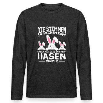 Rabbit Rabbit Mom Rabbit Love Bunnies - Men's Premium Organic Long Sleeve Shirt - heather anthracite - Front - Nico (187cm)