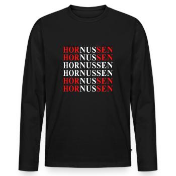 Hornussen Text Schweiz - Männer Premium Bio Langarmshirt - Schwarz - Vorne - Nico (187cm)