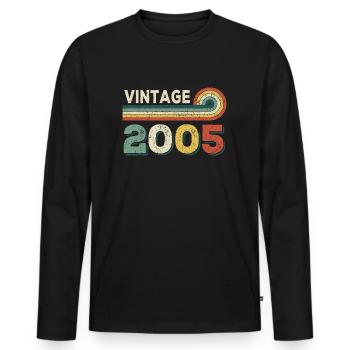 vintage 2005 - Men's Premium Organic Long Sleeve Shirt - black - Front - Nico (187cm)