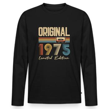 50th Birthday Original 1975 50 Years Old Gift - Men's Premium Organic Long Sleeve Shirt - black - Front - Nico (187cm)