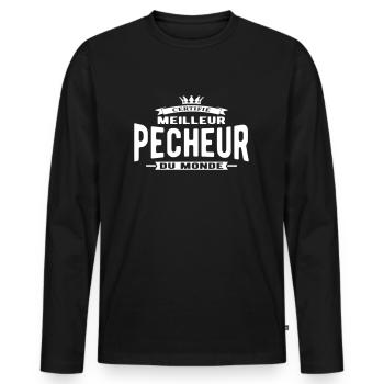 Meilleur pêcheur du monde - T-shirt manches longues Premium bio Homme - noir - Devant - Nico (187cm)