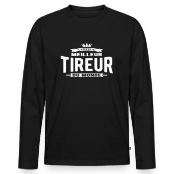 Meilleur tireur du monde - T-shirt manches longues Premium bio Homme - noir - Devant - Nico (187cm)