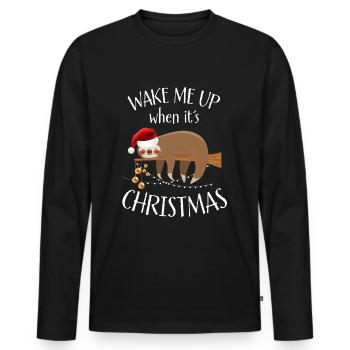 Paresseux Noël Wake Me Up Ugly Christmas - T-shirt manches longues Premium bio Homme - noir - Devant - Nico (187cm)