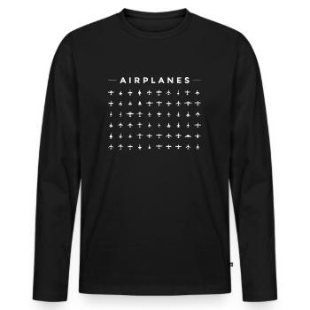 Airplanes Aircraft Plane Aviation Pilotes - T-shirt manches longues Premium bio Homme - noir - Devant - Nico (187cm)
