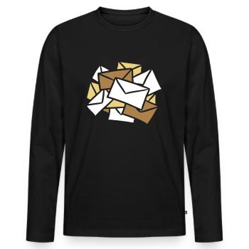 Nouvelles Lettres News Letters Post mail - T-shirt manches longues Premium bio Homme - noir - Devant - Nico (187cm)