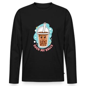 Boba Tea Bubble Tea Milk Tea Tea Bubble - Men's Premium Organic Long Sleeve Shirt - black - Front - Nico (187cm)