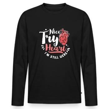 Heart Attack Open Heart Surgery Heart Surgery Gift - Men's Premium Organic Long Sleeve Shirt - black - Front - Nico (187cm)